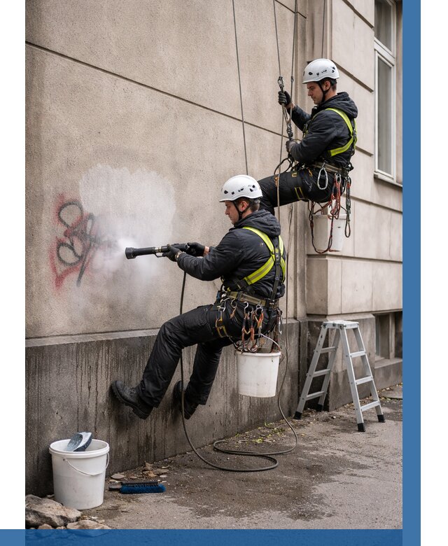 Удаление граффити с фасада в Сегеже от 4682 р. | ВЫСОТНИК-Сгж