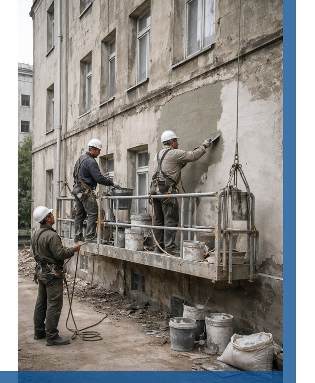 Капитальный ремонт фасада в Сегеже от 4370 р. | ВЫСОТНИК-Сгж