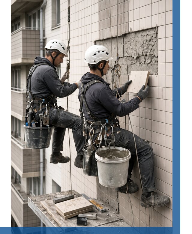 Ремонт облицовки фасада плиткой в Сегеже от 1873 р. | ВЫСОТНИК-Сгж