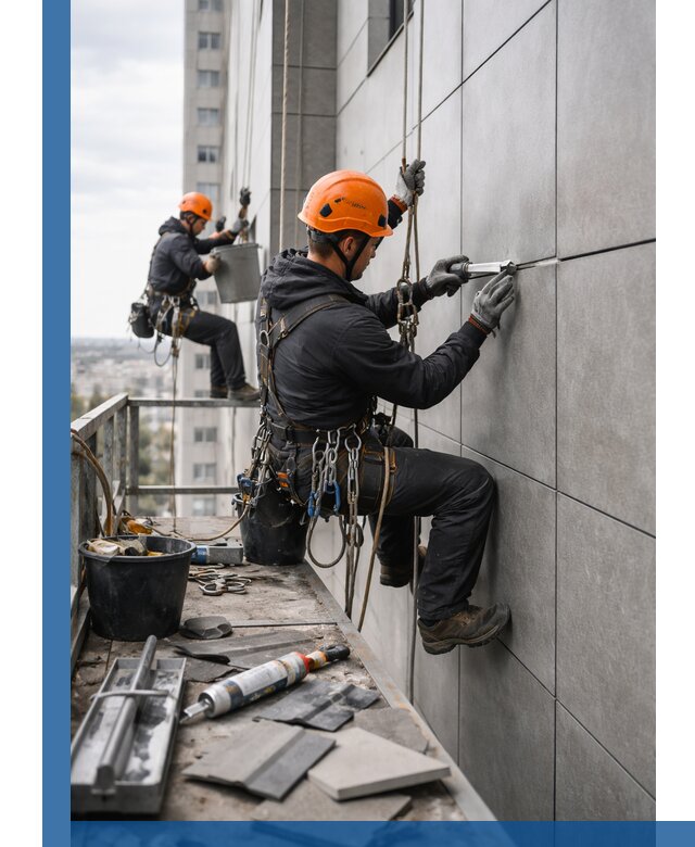 Профессиональный ремонт фасада из керамогранита в Сегеже