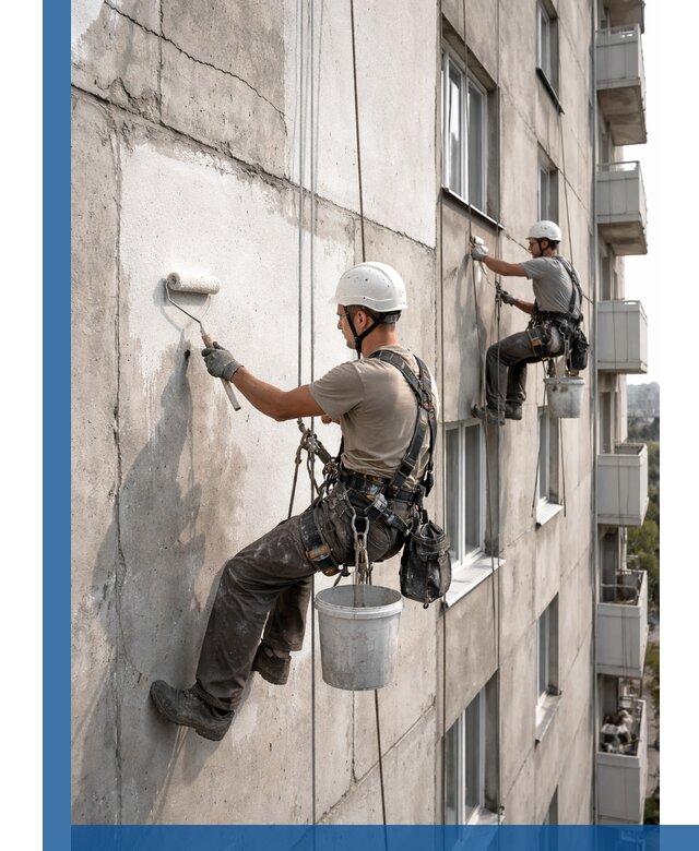 Покраска бетонного фасада в Сегеже для жилых и промышленных объектов