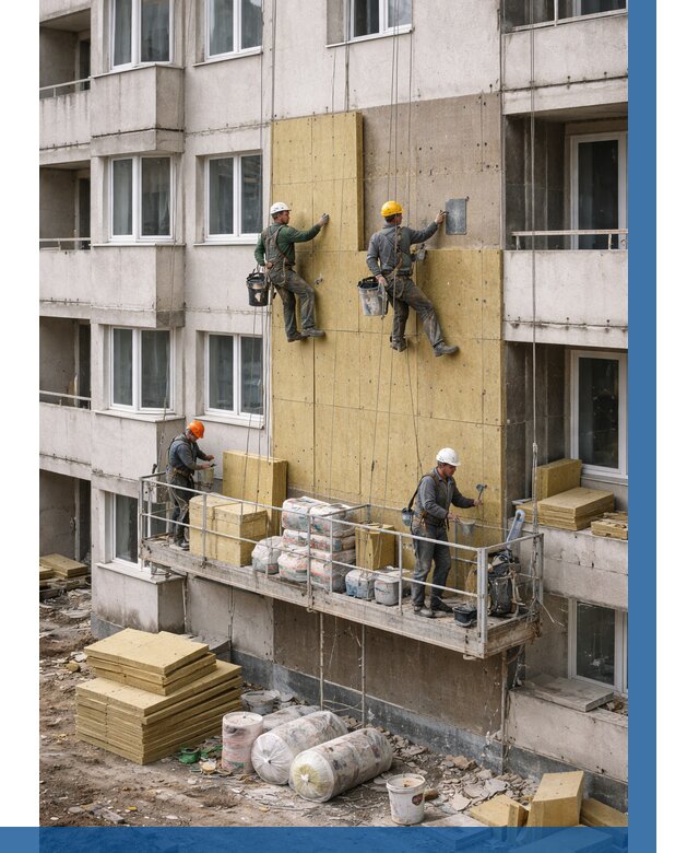 Утепление фасада минватой в Сегеже от 1561 р. | ВЫСОТНИК-Сгж