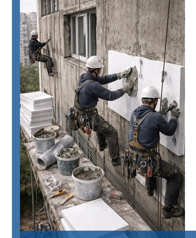 Утепление фасада пенополистиролом в Сегеже под ключ