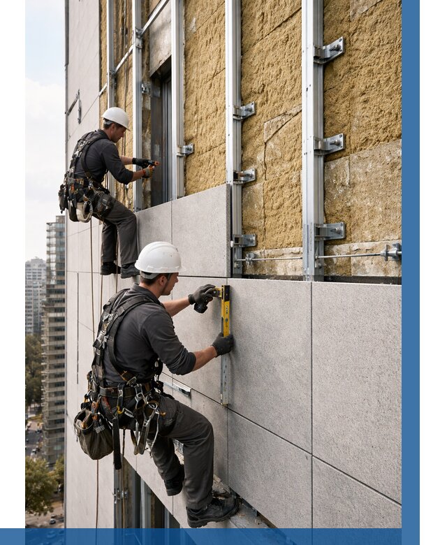 Монтаж вентилируемого фасада в Сегеже от 3642 р. | ВЫСОТНИК-Сгж