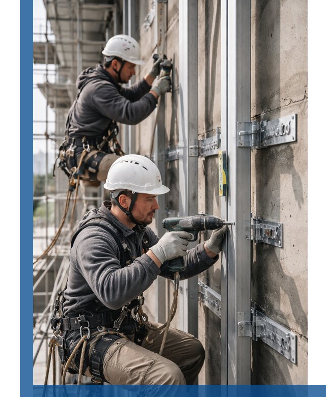 Монтаж и крепление подсистемы вентфасада в Сегеже