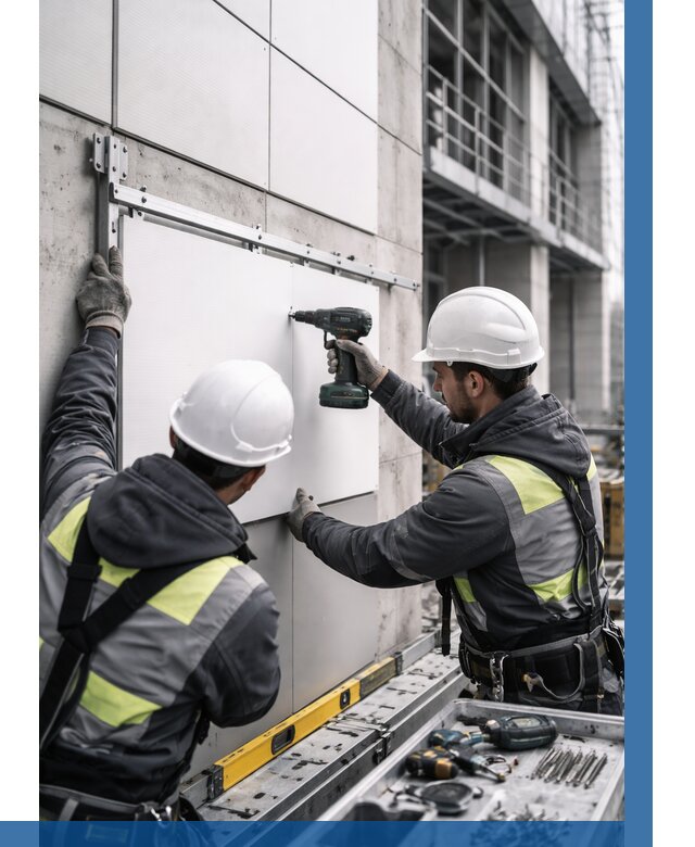 Монтаж композитных панелей фасада в Сегеже от 2601 р. | ВЫСОТНИК-Сгж