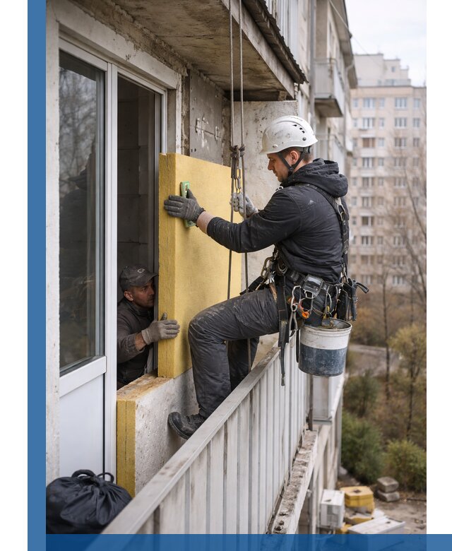 Профессиональное утепление балкона снаружи в Сегеже под ключ