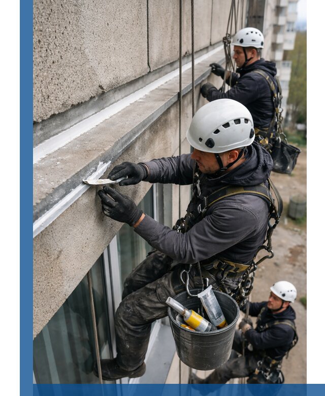 Герметизация примыкания балкона в Сегеже под ключ с гарантией