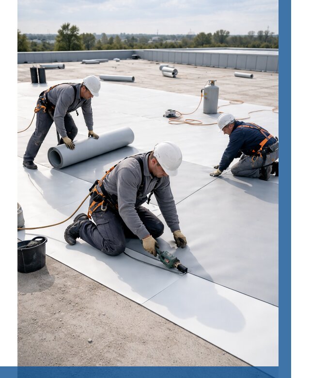 Монтаж мембранной кровли под ключ в Сегеже от 1249 р. | ВЫСОТНИК-Сгж