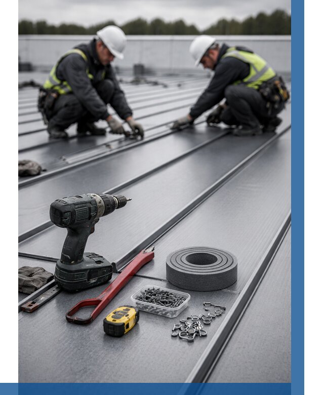 Монтаж фальцевой кровли в Сегеже от 1873 р. | ВЫСОТНИК-Сгж