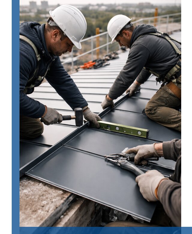 Монтаж фальцевой кровли в Сегеже для промышленных зданий