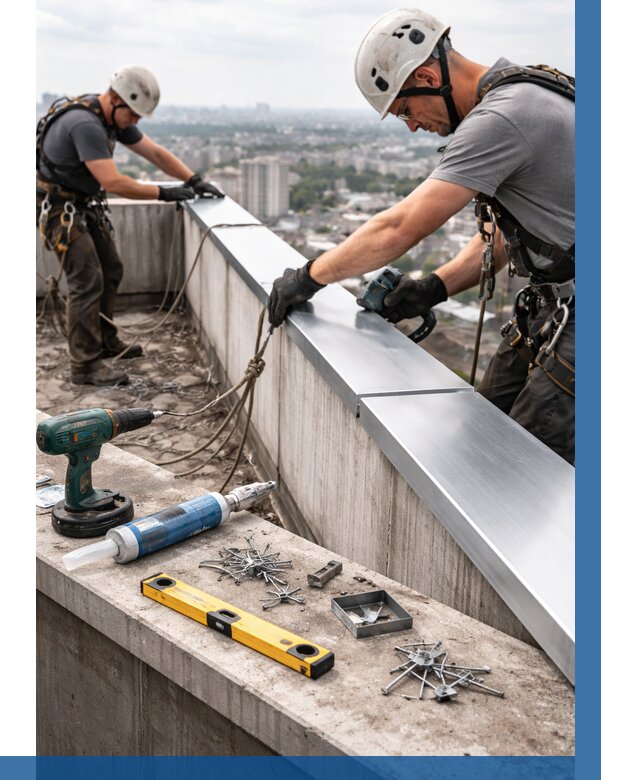 Монтаж парапетных крышек в Сегеже от 832 р. | ВЫСОТНИК-Сгж