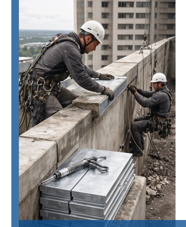 Замена парапетных крышек и установка новых в Сегеже