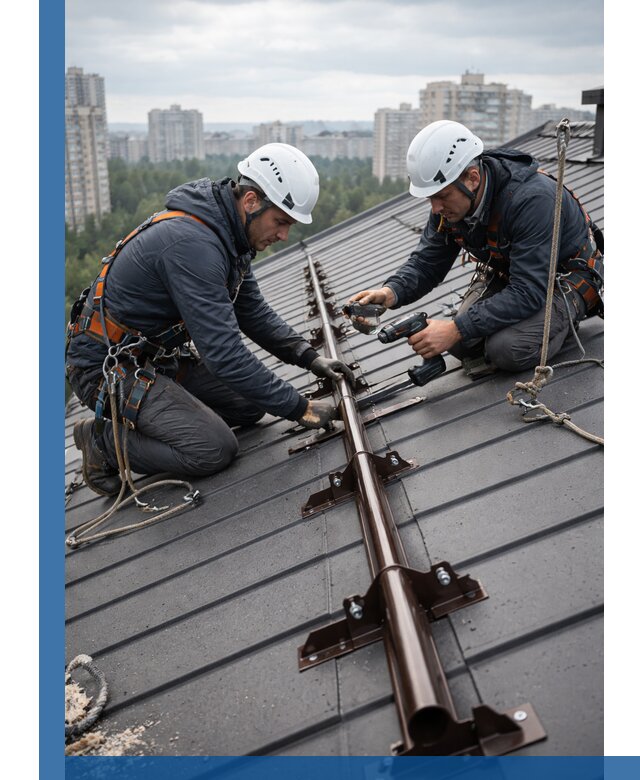 Монтаж снегозадержателей на кровле зданий в Сегеже под ключ