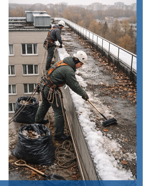 Очистка кровли по периметру в Сегеже от 572 р. | ВЫСОТНИК-Сгж