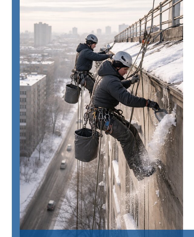 Очистка карнизов от снега в Сегеже профессионально и безопасно