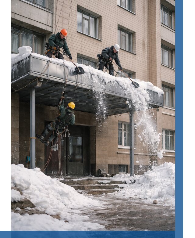 Очистка козырьков от снега в Сегеже от 3642 р. | ВЫСОТНИК-Сгж