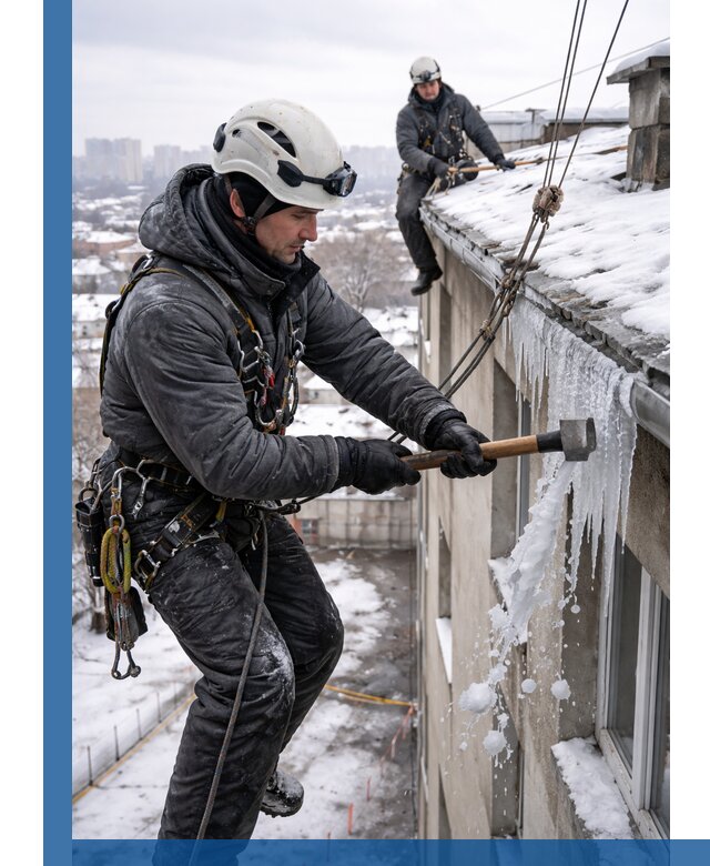 Сбивание и удаление сосулек с крыши в Сегеже безопасно