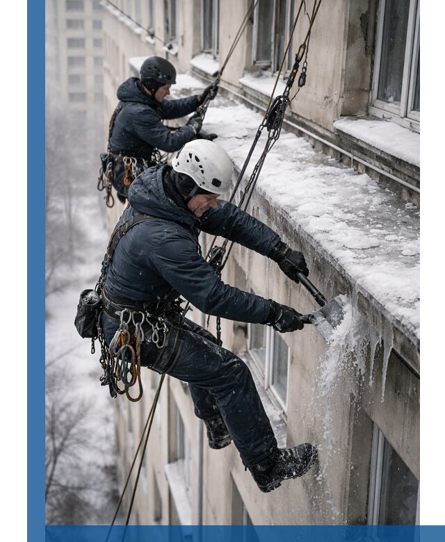 Удаление наледи и сосулек с карнизов в Сегеже профессионально