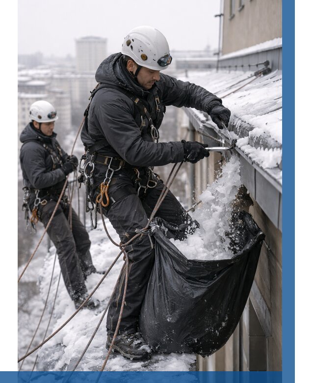 Аварийная очистка крыши в Сегеже под ключ от 312 р. | ВЫСОТНИК-Сгж