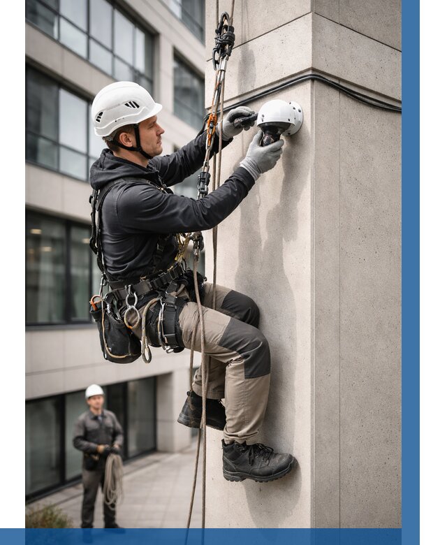 Монтаж камер видеонаблюдения на фасаде в Сегеже от 8844 р.-ВЫСОТНИК-Сгж