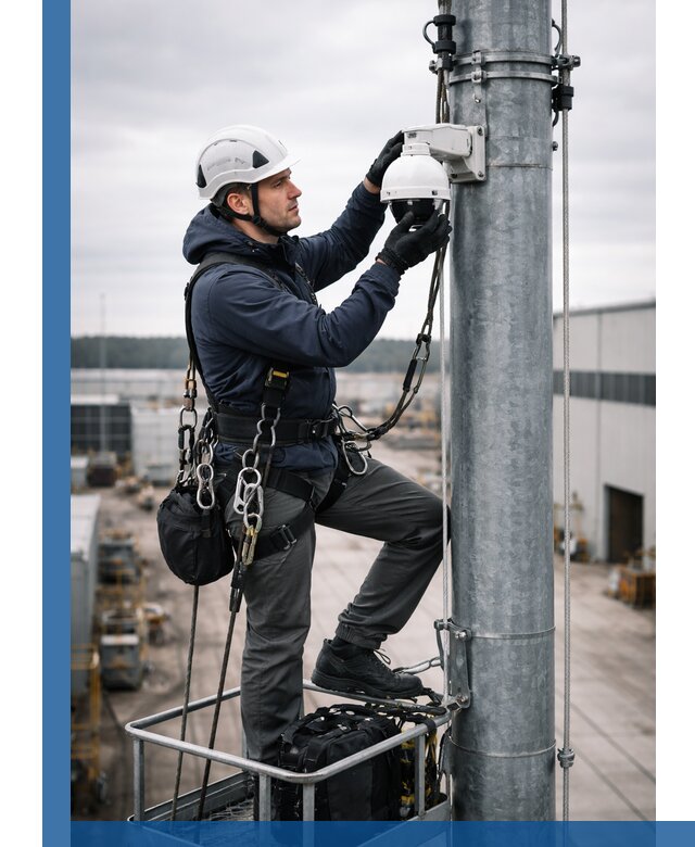 Профессиональная установка видеокамер на мачте в Сегеже