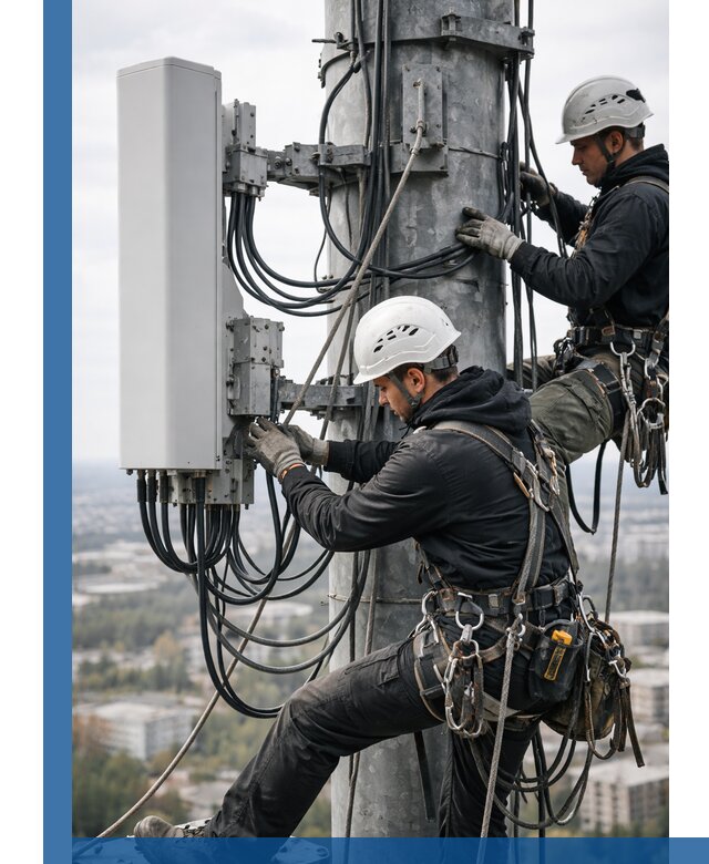 Монтаж оборудования связи на мачте в Сегеже с пусконаладкой