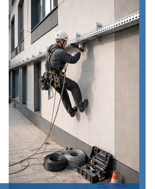 Монтаж кабельных лотков на фасаде в Сегеже от 1249 р. | ВЫСОТНИК-Сгж