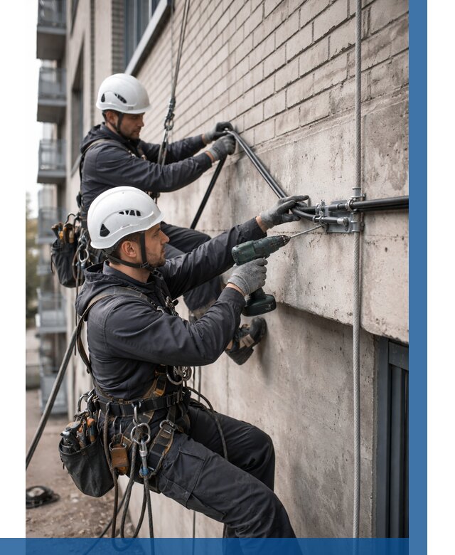 Крепление кабеля на фасаде в Сегеже от 364 р. | ВЫСОТНИК-Сгж