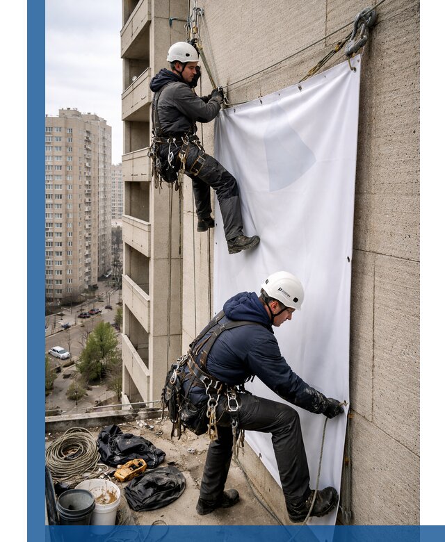 Профессиональный монтаж баннеров на фасаде в Сегеже