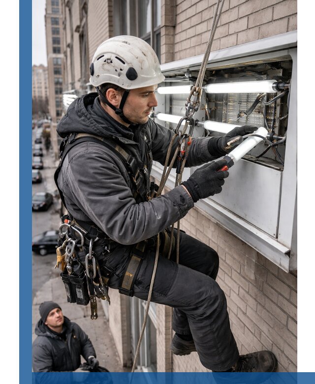 Профессиональная замена ламп в наружной вывеске в Сегеже