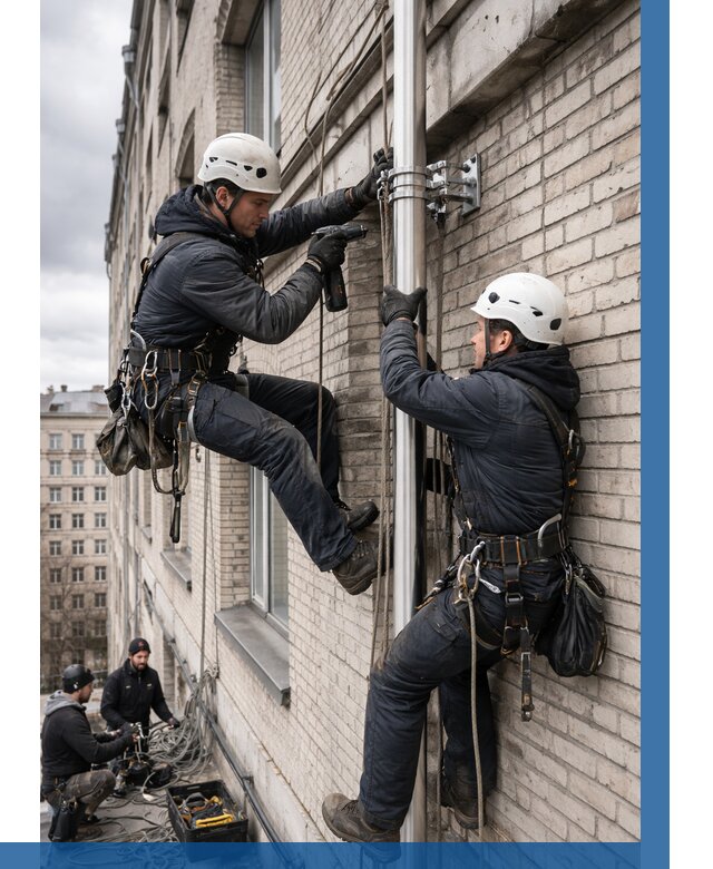 Монтаж флагштока на здании в Сегеже от 6763 р. | ВЫСОТНИК-Сгж