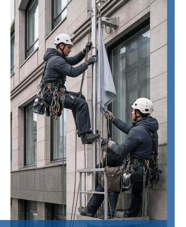 Установка флагов на фасаде в Сегеже от 4682 р. | ВЫСОТНИК-Сгж