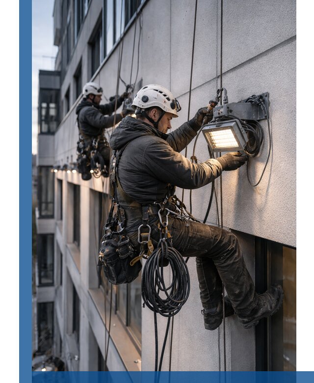 Монтаж фасадного освещения в Сегеже установка и подключение