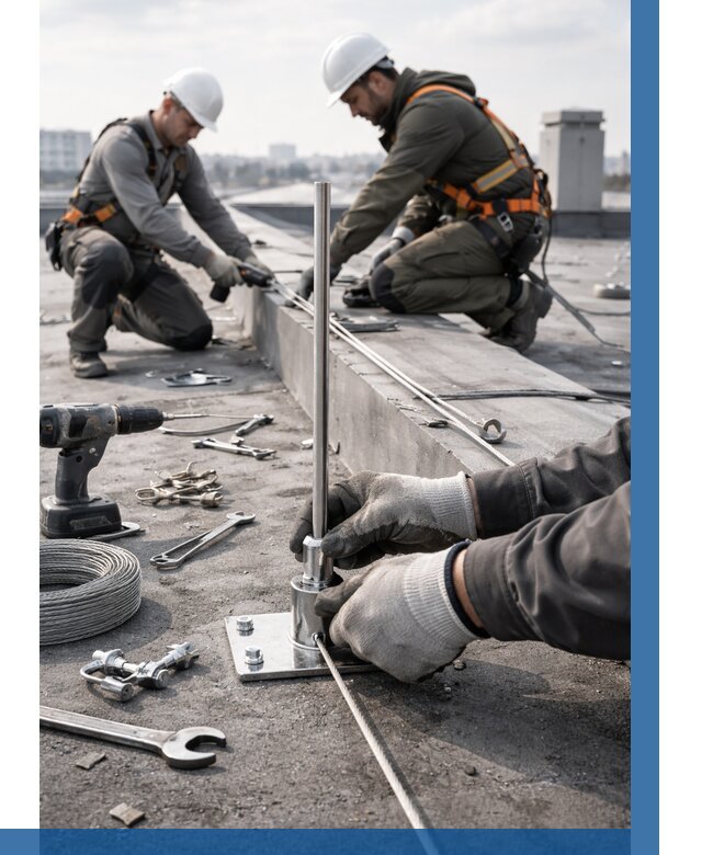 Монтаж молниезащиты на кровле в Сегеже цена от 26013 р. | ВЫСОТНИК-Сгж