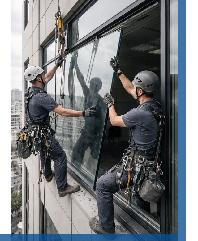 Замена стеклопакетов на высоте в Сегеже от 5723 р. | ВЫСОТНИК-Сгж