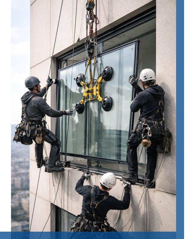Монтаж стеклопакетов на высоте в Сегеже от 3330 р. | ВЫСОТНИК-Сгж
