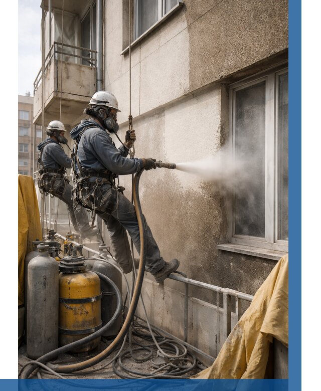 Пескоструйная очистка фасада в Сегеже от 676 р. | ВЫСОТНИК-Сгж