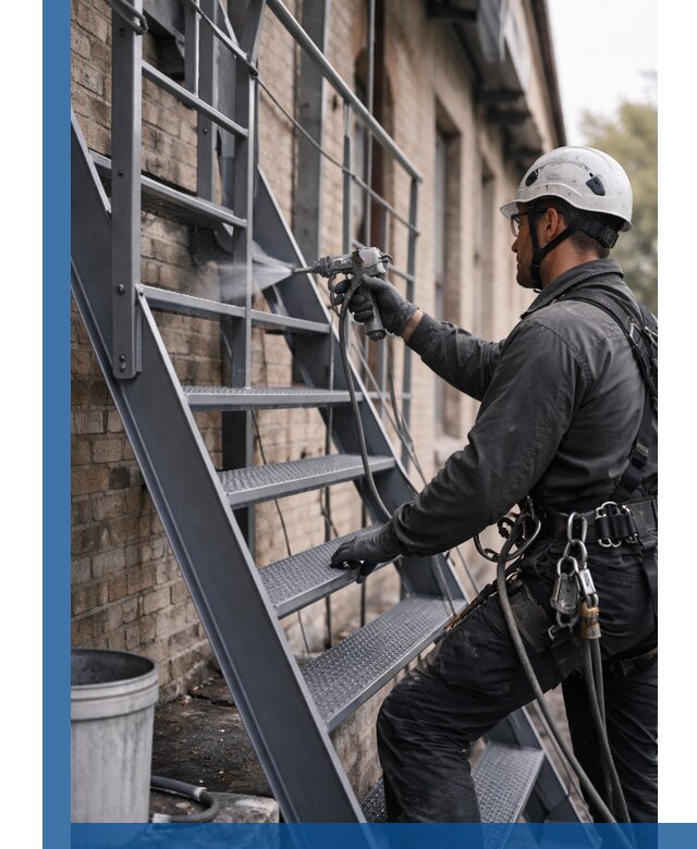 Покраска и антикоррозионная защита пожарных лестниц в Сегеже