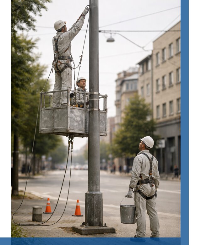 Покраска опор освещения в Сегеже от 5203 р. | ВЫСОТНИК-Сгж