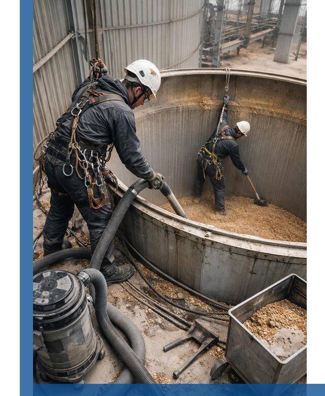 Профессиональная чистка зерновых бункеров в Сегеже с выездом