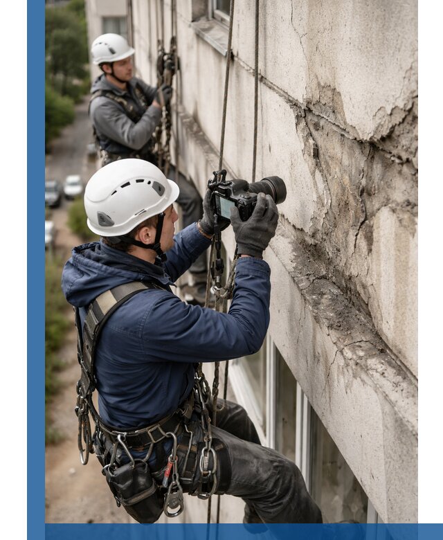 Фотофиксация дефектов фасада с высотной съемкой в Сегеже