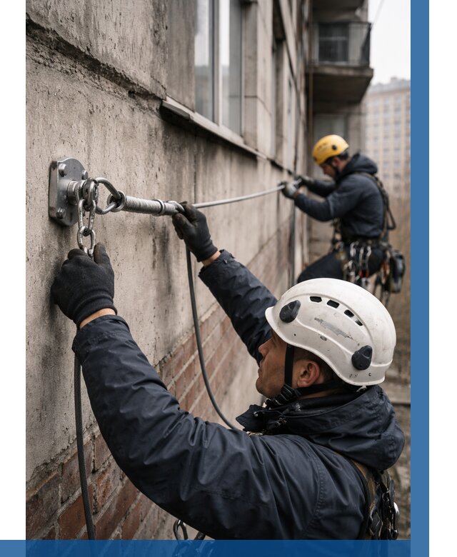 Монтаж анкерных линий в Сегеже от 3122 р. | ВЫСОТНИК-Сгж